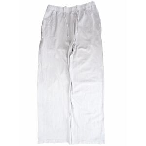 John Galt Womens Medium White Linen Blend Drawstring Wide Leg Pants